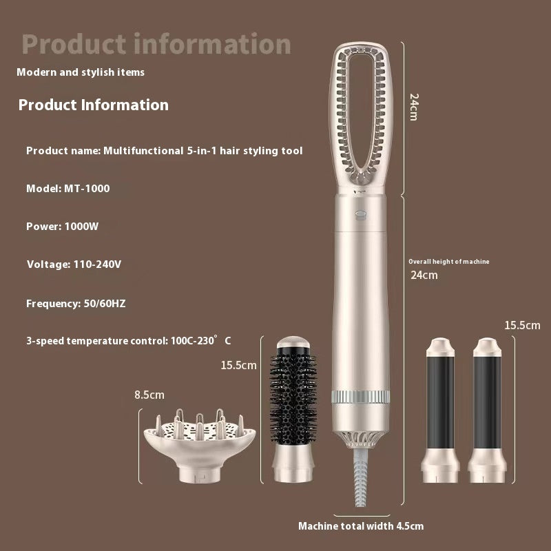 Five-in-one Hot Air Comb Hair Curler Multi-function High-power Hair Straightener
