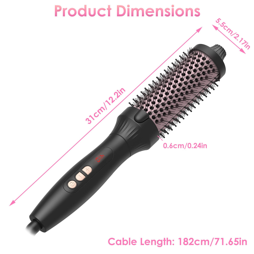 1Pc 3 In 1 Thermal Brush Hair Curler Brush Hair Curler Straightener With 10 Heating Levels 30S Fast Heating Fit For All Hair Types For Home Travel